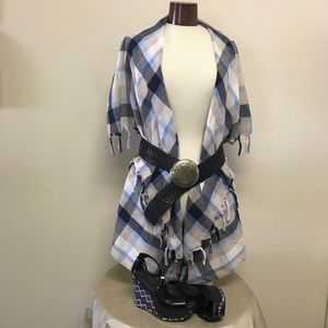 Entro Plaid Waterfall sleeveless cardigan